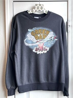 GREEN DAY Dookie Graphic Print Gray Crew Neck Pullover Sweatshirt Large Unisex